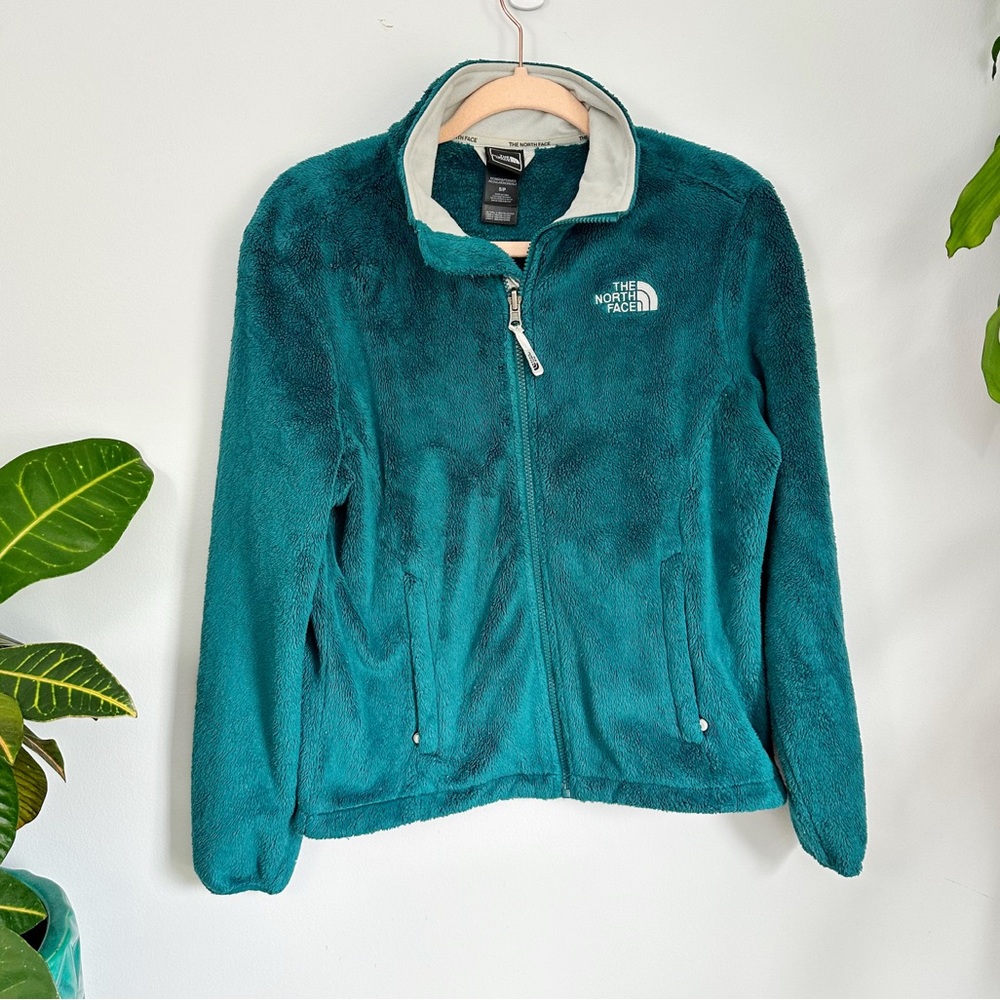 Teal North Face Fleece Zip Jacket, EUC, Outdoor Hiking Soft Fuzzy Coat B3